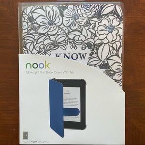 Nook GlowLight Plus Book Cover with Tab 7.8 inches - Blue Botanical Quote